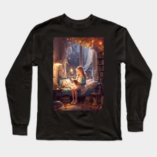 Cozy Autumn Reading in a Fantasy World Long Sleeve T-Shirt